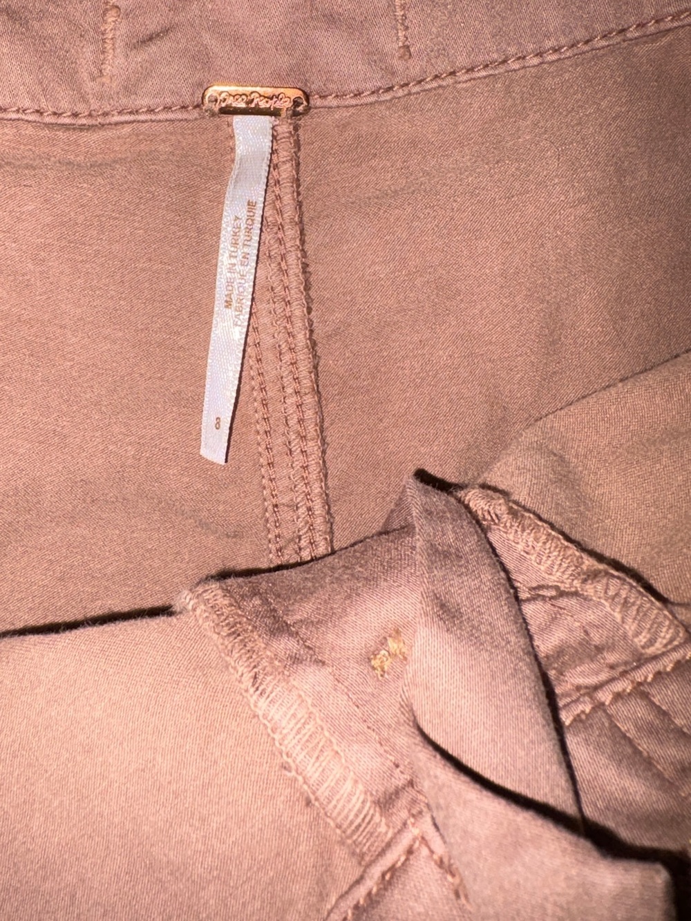Free People Wide-Leg Button-Front Pants in Taupe - Picture 3 of 3